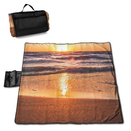  New Wanli Picnic Blanket Ocean During Sunset Sandproof and Waterproof Picnic Mat Folding Portable Tote Camping Mat for Beach Camping Hiking Grass Travelling 57 * 59in