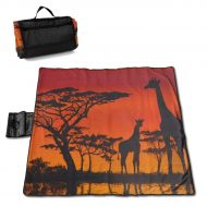 New Wanli Picnic Blanket African Sunset Sandproof and Waterproof Picnic Mat Folding Portable Tote Camping Mat for Beach Camping Hiking Grass Travelling 57 * 59in