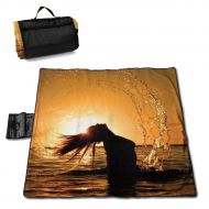 New Wanli Picnic Blanket Sexy Girl and The Sunset Sandproof and Waterproof Picnic Mat Folding Portable Tote Camping Mat for Beach Camping Hiking Grass Travelling 57 * 59in