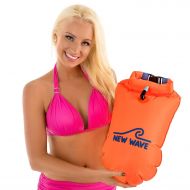 New Wave Swim Buoy - Swim Safety Float and Drybag for Open Water Swimmers, Triathletes, Kayakers and Snorkelers, Highly Visible Buoy Float for Safe Swim Training (PVC Large 20 Lite