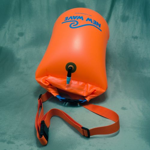  New Wave Swim Buoy - Swim Safety Float and Drybag for Open Water Swimmers, Triathletes, Kayakers and Snorkelers, Highly Visible Buoy Float for Safe Swim Training (PVC Large 20 Lite