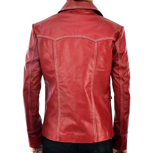  할로윈 용품New York Leather New York Fight Club Brad Pitt Red Leather Coat Jacket