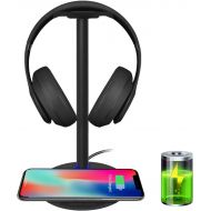 [아마존베스트]Fast Wireless Charging with Headphone Stand New Bee Sturdy 2-in-1 Headset Holder & Wireless Charger Pad for for iPhone Xs MAX/XR/XS/X/8/8 Plus Galaxy Note 9/S9/S9 Plus/Note 8/S8 (B