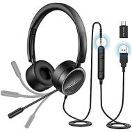 [아마존베스트]New bee PC Headset with Microphone USB/3.5 mm Business Headset Noise Cancelling & Clear Stereo Sound for Call Centre Office Telephone Conferences Skype Chat Webinar Presentations O