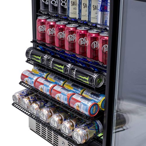  NewAir Built-In Beverage Cooler and Refrigerator, Stainless Steel Mini Fridge with Glass Door, 177 Can Capacity, ABR-1770