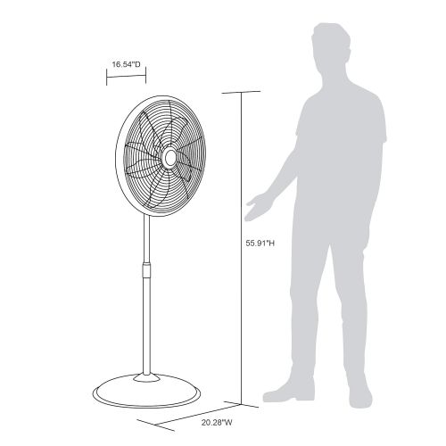  NewAir Outdoor Misting Fan Oscillating Pedestal Fan with Three Gentle Mist Nozzles, AF-520B, Black