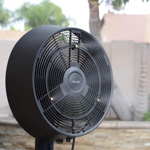  NewAir Outdoor Misting Fan Oscillating Pedestal Fan with Three Gentle Mist Nozzles, AF-520B, Black