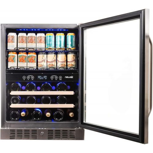  [아마존베스트]NewAir Beverage Cooler 22 Bottle and 70 Can Capacity Dual Zone Built in Refrigerator for Soda Beer or Wine, AWB-400DB Stainless Steel