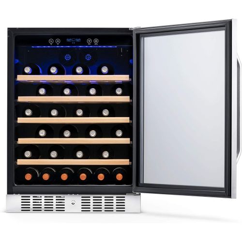  [아마존베스트]NewAir Built-In Wine Cooler and Refrigerator, 52 Bottle Capacity Fridge with Triple-Layer Tempered Glass Door, AWR-520SB