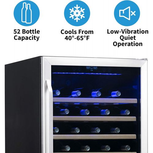  [아마존베스트]NewAir Built-In Wine Cooler and Refrigerator, 52 Bottle Capacity Fridge with Triple-Layer Tempered Glass Door, AWR-520SB