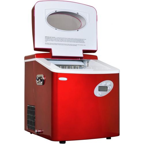  [아마존베스트]NewAir Portable Ice Maker 50 lb. Daily - Countertop Design - 3 Size Bullet Shaped Ice - AI-215R - Red