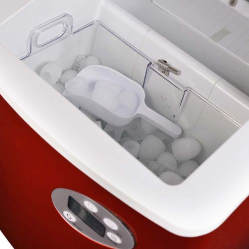  [아마존베스트]NewAir Portable Ice Maker 50 lb. Daily - Countertop Design - 3 Size Bullet Shaped Ice - AI-215R - Red
