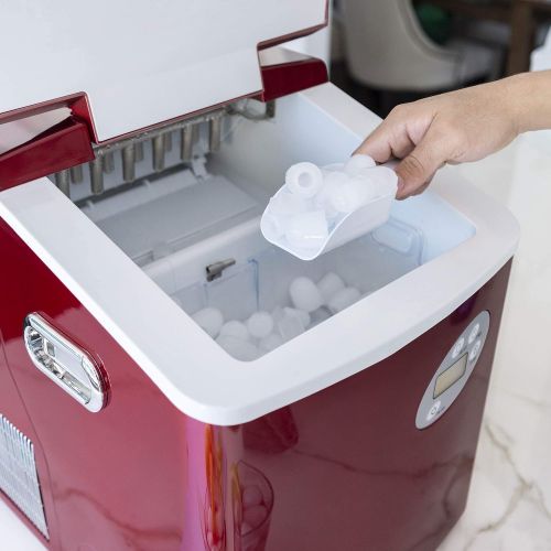  [아마존베스트]NewAir Portable Ice Maker 50 lb. Daily - Countertop Design - 3 Size Bullet Shaped Ice - AI-215R - Red