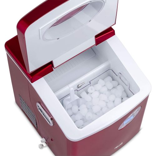  [아마존베스트]NewAir Portable Ice Maker 50 lb. Daily - Countertop Design - 3 Size Bullet Shaped Ice - AI-215R - Red