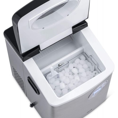  NewAir Portable Ice Maker 50 lb. Daily, 12 Cubes in Under 7 Minutes - Compact Countertop Design - 3 Size Bullet Shaped Ice - For Kitchen/Office/RV/Bar - Stainless Steel - AI-215SS