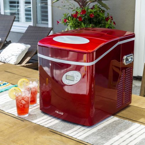  [아마존베스트]NewAir Portable Ice Maker 50 lb. Daily - Countertop Design - 3 Size Bullet Shaped Ice - AI-215R - Red