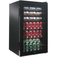NewAir Beverage Cooler and Refrigerator, Black Stainless Steel Mini Fridge with Glass Door, Perfect for Soda Beer or Wine, 126-Can Capacity, AB-1200B
