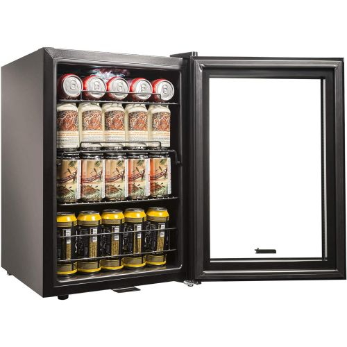  NewAir Beverage Cooler and Refrigerator, Small Mini Fridge with Glass Door, Perfect for Soda Beer or Wine, 90-Can Capacity, AB-850