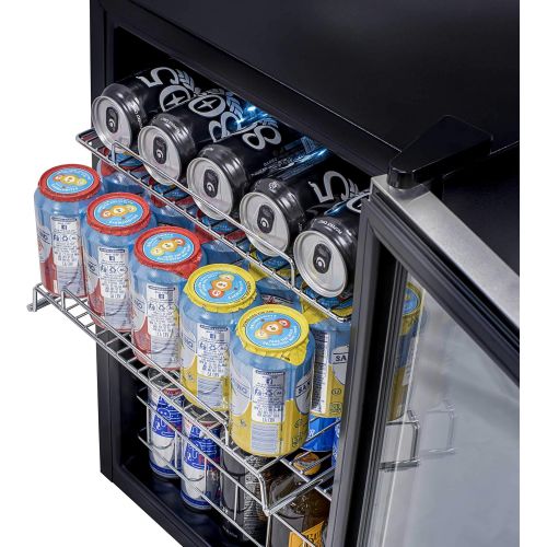  NewAir Beverage Cooler and Refrigerator, Small Mini Fridge with Glass Door, Perfect for Soda Beer or Wine, 90-Can Capacity, AB-850