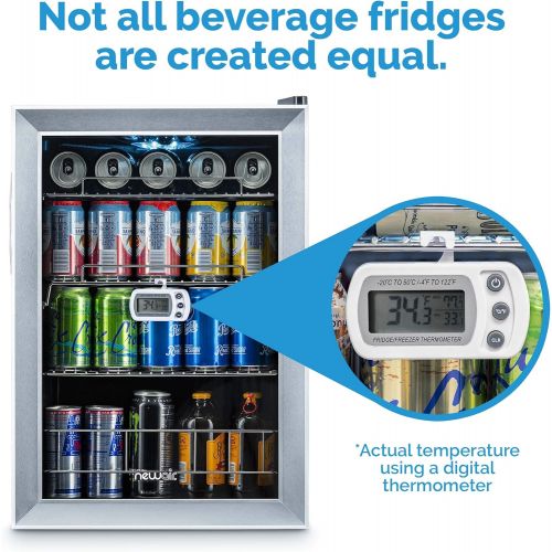  NewAir Beverage Cooler and Refrigerator, Small Mini Fridge with Glass Door, Perfect for Soda Beer or Wine, 90-Can Capacity, AB-850