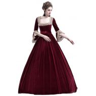 NewDong Newdong Womens Retro Irish Dress Victorian Renaissance Medieval Costume Maiden Cosplay Gown
