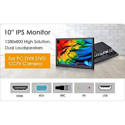  [아마존베스트]NewHail Security Monitors 10.1 Inch LED Monitors HDMI/BNC/AV/VGA/USB Input 1920x1200 IPS Resolution Touch Buttons Video and Audio Displays CCTV Screen