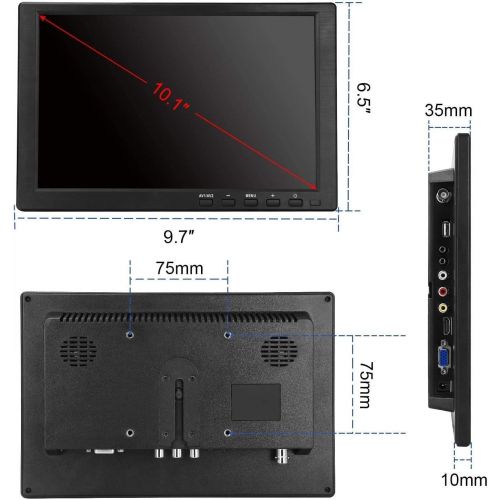  [아마존베스트]NewHail Security Monitors 10.1 Inch LED Monitors HDMI/BNC/AV/VGA/USB Input 1920x1200 IPS Resolution Touch Buttons Video and Audio Displays CCTV Screen