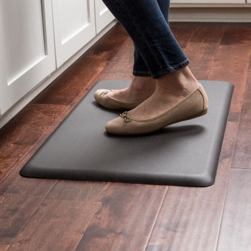  NewLife by GelPro Anti-Fatigue Designer Comfort Kitchen Floor Mat Stain Resistant Surface with 5/8” thick ergo-foam core for health and wellness,18x30 Grasscloth Charcoal