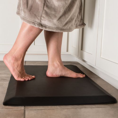  NewLife by GelPro Anti-Fatigue Designer Comfort Kitchen Floor Mat, 20x32”, Leather Grain Jet Stain Resistant Surface with 3/4” Thick Ergo-foam Core for Health and Wellness