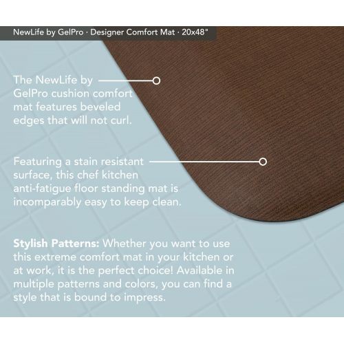  NewLife by GelPro Anti-Fatigue Designer Comfort Kitchen Floor Mat, 20x48”, Grasscloth Java Stain Resistant Surface with 3/4” Thick Ergo-foam Core for Health and Wellness
