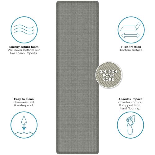  NewLife by GelPro Anti-Fatigue Designer Comfort Kitchen Floor Mat, 30x108, Tweed Grey Goose Stain Resistant Surface with 3/4” Thick Ergo-foam Core for Health and Wellness