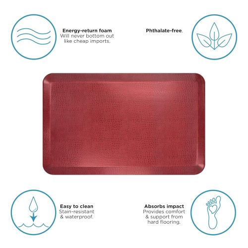 NewLife by GelPro Anti-Fatigue Designer Comfort Kitchen Floor Mat, 20x32”, Pebble Pomegranate Stain Resistant Surface with 3/4” Thick Ergo-foam Core for Health and Wellness