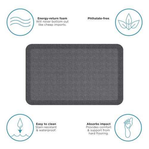  NewLife by GelPro Anti-Fatigue Designer Comfort Kitchen Floor Mat, 20x32”, Tweed Nickel Grey Stain Resistant Surface with 3/4” Thick Ergo-foam Core for Health and Wellness
