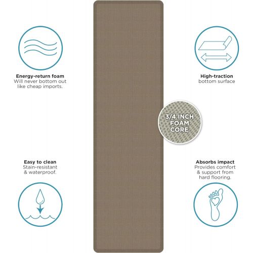  NewLife by GelPro Anti-Fatigue Designer Comfort Kitchen Floor Mat, 30x108”, Grasscloth Pecan Stain Resistant Surface with 3/4” Thick Ergo-foam Core for Health and Wellness