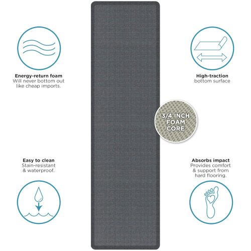  NewLife by GelPro Anti-Fatigue Designer Comfort Kitchen Floor Mat, 30x108, Tweed Nickel Grey Stain Resistant Surface with 3/4” Thick Ergo-foam Core for Health and Wellness