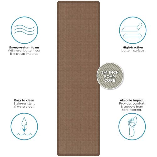  NewLife by GelPro Anti-Fatigue Designer Comfort Kitchen Floor Mat, 30x108, Tweed Light Walnut Stain Resistant Surface with 3/4” Thick Ergo-foam Core for Health and Wellness