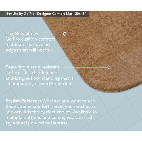  NewLife by GelPro Anti-Fatigue Designer Comfort Kitchen Floor Mat, 20x48”, Pebble Caramel Stain Resistant Surface with 3/4” Thick Ergo-foam Core for Health and Wellness