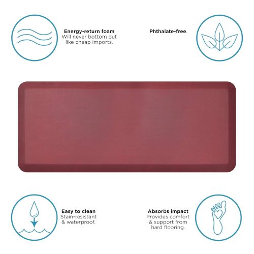  NewLife by GelPro NewLife By GelPro Anti-Fatigue Kitchen Floor Mat Stain Resistant Surface with 3/4 Thick Ergo-foam Core for Health and Wellness, 20 x 48, Leather Grain Cranberry
