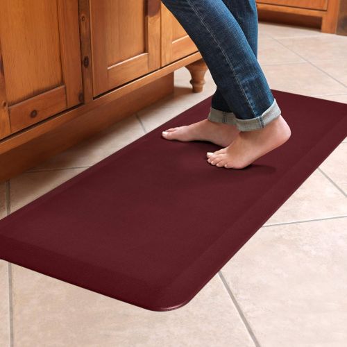  NewLife by GelPro NewLife By GelPro Anti-Fatigue Kitchen Floor Mat Stain Resistant Surface with 3/4 Thick Ergo-foam Core for Health and Wellness, 20 x 48, Leather Grain Cranberry