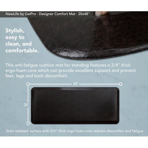  NewLife by GelPro Anti-Fatigue Designer Comfort Kitchen Floor Mat, 20x48”, Pebble Espresso Stain Resistant Surface with 3/4” Thick Ergo-foam Core for Health and Wellness
