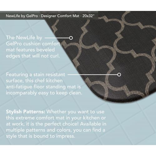  NewLife by GelPro Anti-Fatigue Designer Comfort Kitchen Floor Mat, 20x32”, Lattice Java Stain Resistant Surface with 3/4” Thick Ergo-foam Core for Health and Wellness