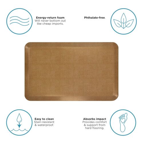  NewLife by GelPro Anti-Fatigue Designer Comfort Kitchen Floor Mat, 20x32”, Pebble Caramel Stain Resistant Surface with 3/4” Thick Ergo-foam Core for Health and Wellness