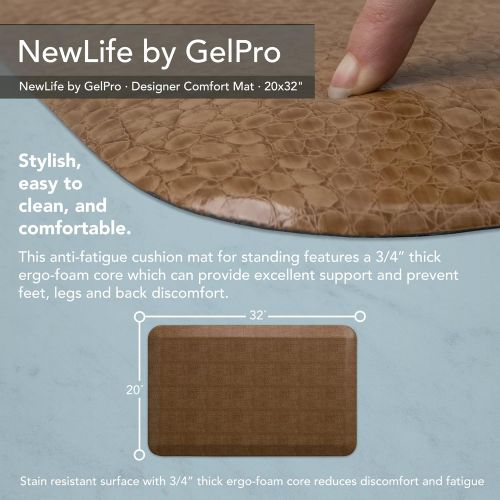  NewLife by GelPro Anti-Fatigue Designer Comfort Kitchen Floor Mat, 20x32”, Pebble Caramel Stain Resistant Surface with 3/4” Thick Ergo-foam Core for Health and Wellness