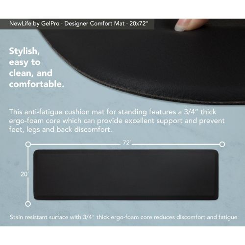  NewLife by GelPro Designer Comfort Mat, 20 by 72-Inch, Leather Grain Jet