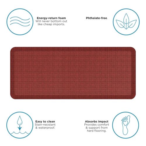  NewLife by GelPro Anti-Fatigue Designer Comfort Kitchen Floor Mat, 20x48, Tweed Barn Red Stain Resistant Surface with 3/4” Thick Ergo-foam Core for Health and Wellness
