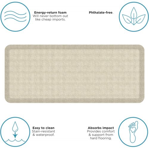  NewLife by GelPro Anti-Fatigue Designer Comfort Kitchen Floor Mat, 20x48, Tweed Antique White Stain Resistant Surface with 3/4” Thick Ergo-foam Core for Health and Wellness