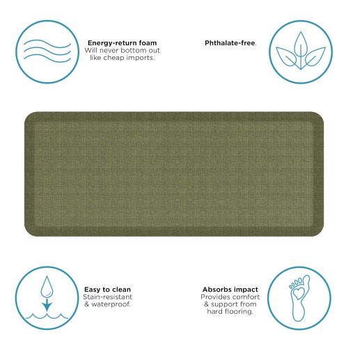  NewLife by GelPro Anti-Fatigue Designer Comfort Kitchen Floor Mat, 20x48, Tweed Green Valley Stain Resistant Surface with 3/4” Thick Ergo-foam Core for Health and Wellness