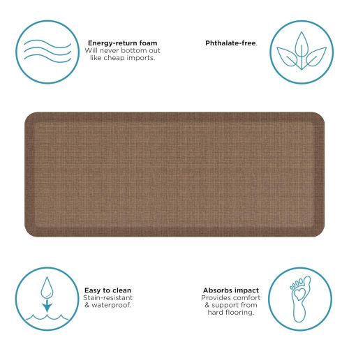  NewLife by GelPro Anti-Fatigue Designer Comfort Kitchen Floor Mat, 20x48, Tweed Light Walnut Stain Resistant Surface with 3/4” Thick Ergo-foam Core for Health and Wellness