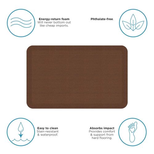  NewLife by GelPro Anti-Fatigue Designer Comfort Kitchen Floor Mat, 20x32”, Grasscloth Java Stain Resistant Surface with 3/4” Thick Ergo-foam Core for Health and Wellness