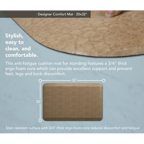  NewLife by GelPro Anti-Fatigue Designer Comfort Kitchen Floor Mat, 20x32”, Pebble Wheat Stain Resistant Surface with 3/4” Thick Ergo-foam Core for Health and Wellness